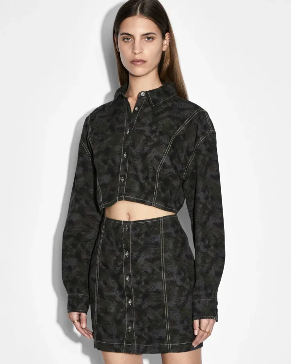 Ksubi Dresses-Cutout Shirt Dress Camo