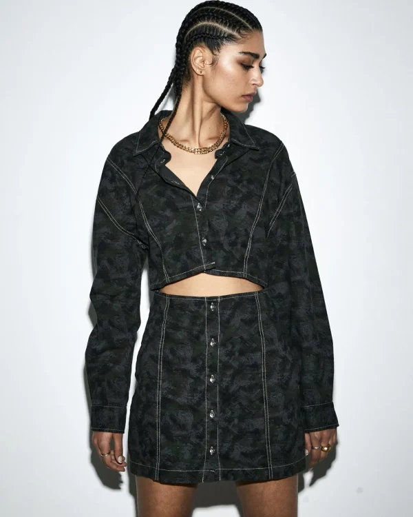 Ksubi Dresses-Cutout Shirt Dress Camo