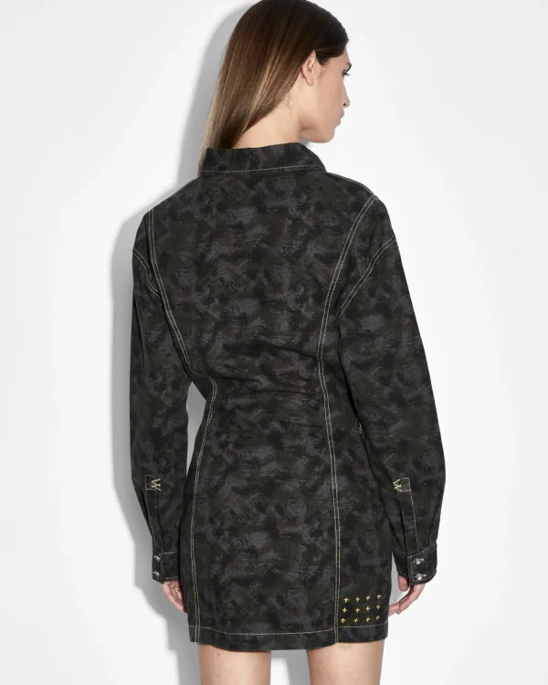 Ksubi Dresses-Cutout Shirt Dress Camo