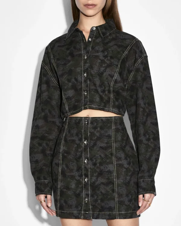Ksubi Dresses-Cutout Shirt Dress Camo