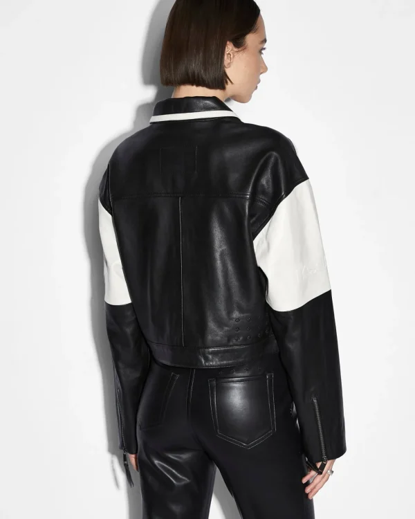 Ksubi Jackets-Emblem Boxy Biker Black/White
