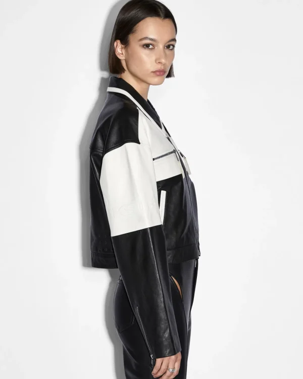 Ksubi Jackets-Emblem Boxy Biker Black/White