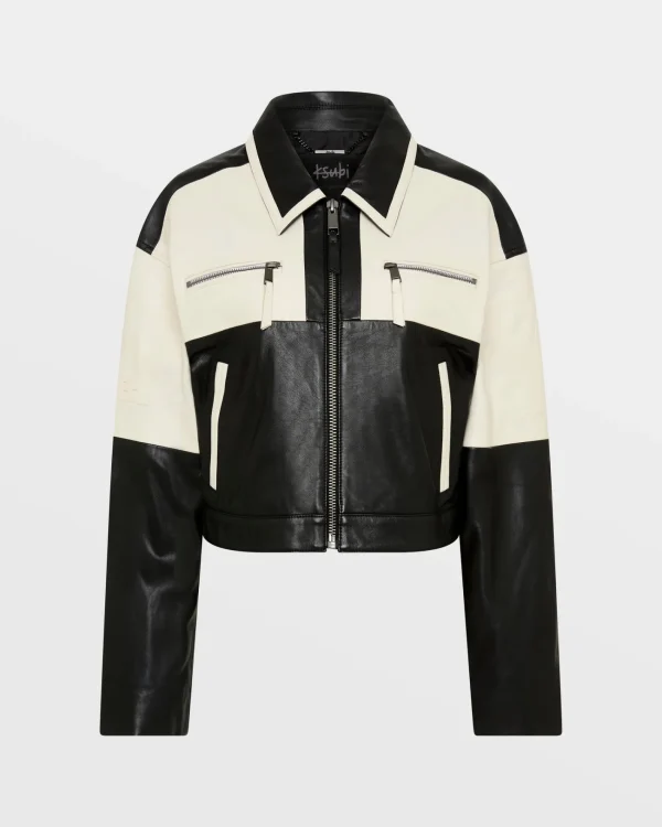 Ksubi Jackets-Emblem Boxy Biker Black/White