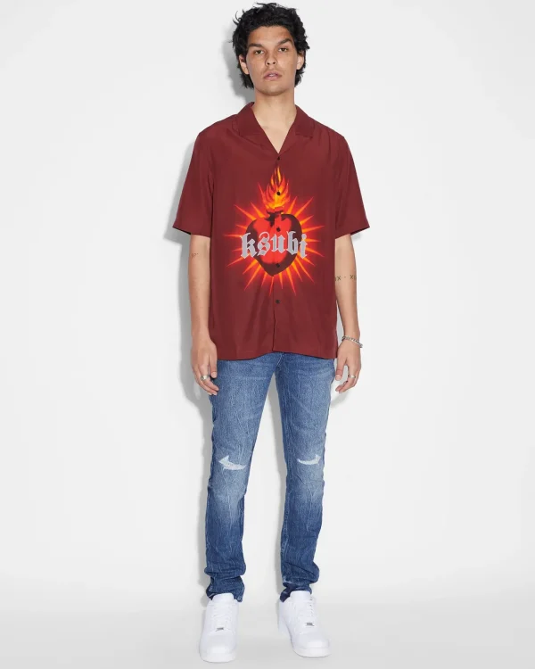 Ksubi Shirts-Heart Resort Ss Shirt Crimson