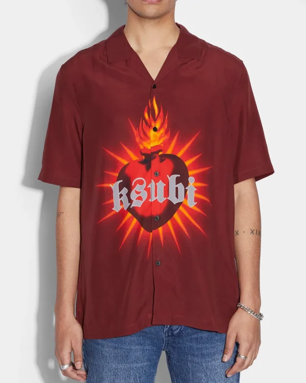 Ksubi Shirts-Heart Resort Ss Shirt Crimson