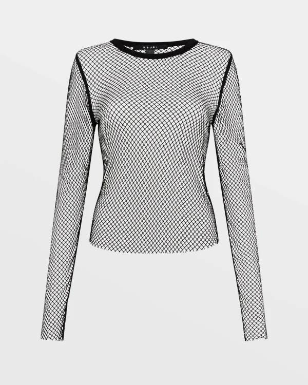 Ksubi Tops-Net Mesh Ls Top Black
