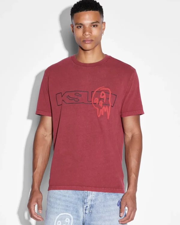 Ksubi Tops-999 Skull Kash Ss Tee Blood