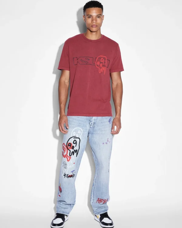 Ksubi Tops-999 Skull Kash Ss Tee Blood
