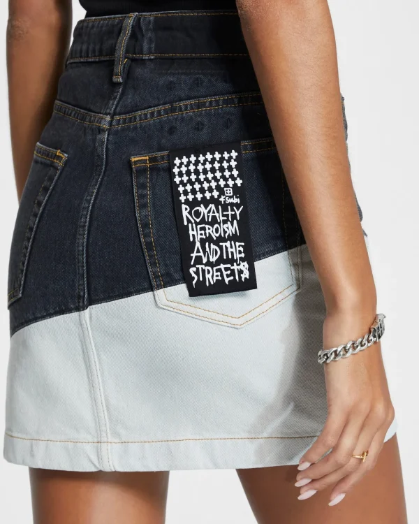 Ksubi Skirts-Super X Mini Black/Bone Splice